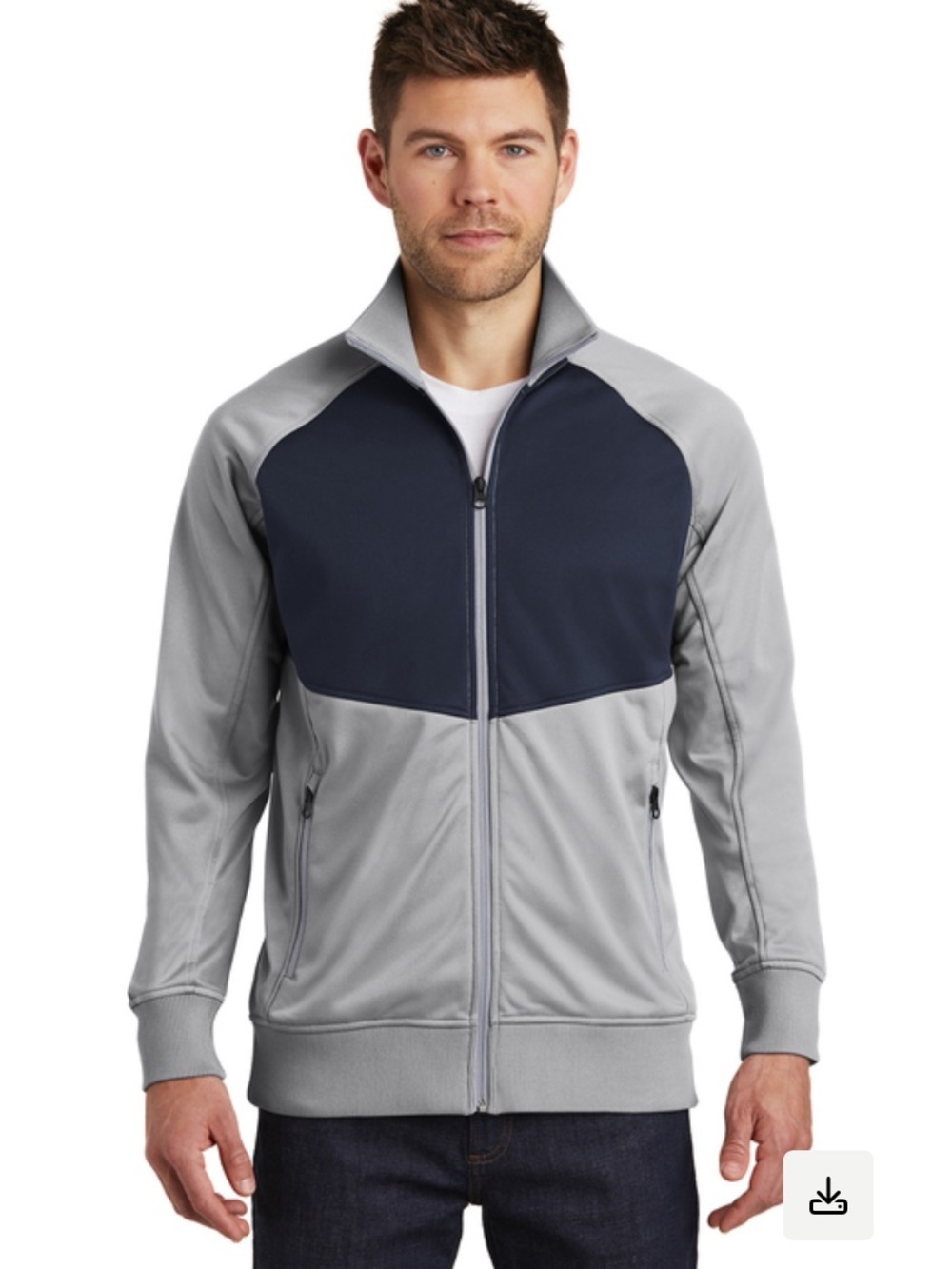 THE NORTH FACE Jacket Track Fleece Full Zip Navy Gray Colorblock Mens Size M